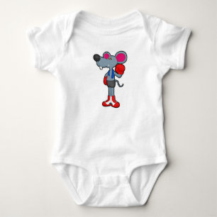 Mouse at Boxing with Boxing gloves Baby Bodysuit