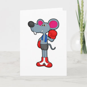 Mouse at Boxing with Boxing gloves Card