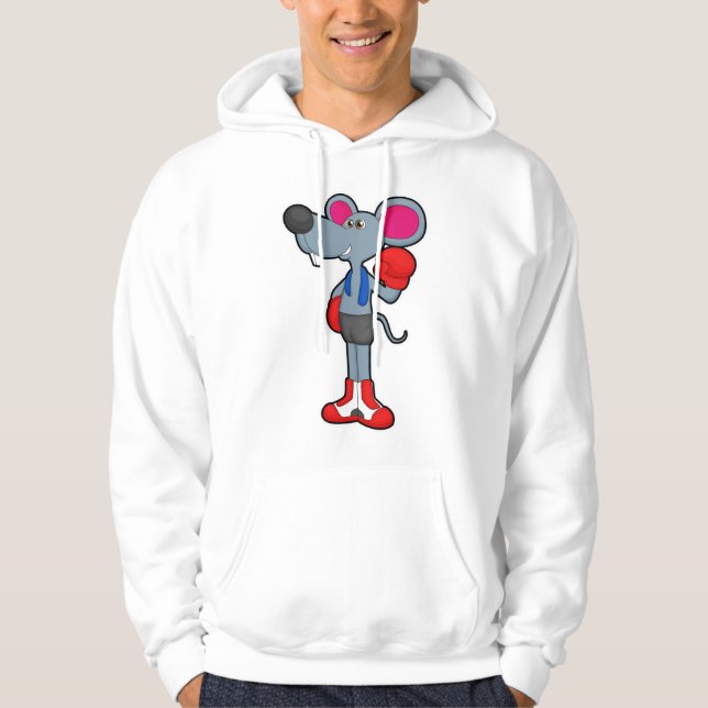 Mouse at Boxing with Boxing gloves Hoodie (Front)