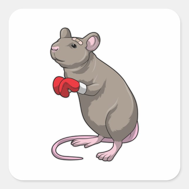 Mouse at Boxing with Boxing gloves Square Sticker (Front)
