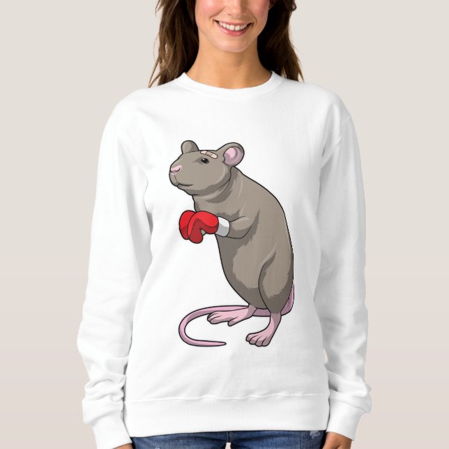 Mouse at Boxing with Boxing gloves Sweatshirt (Front)