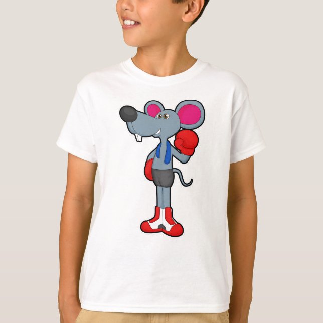 Mouse at Boxing with Boxing gloves T-Shirt (Front)