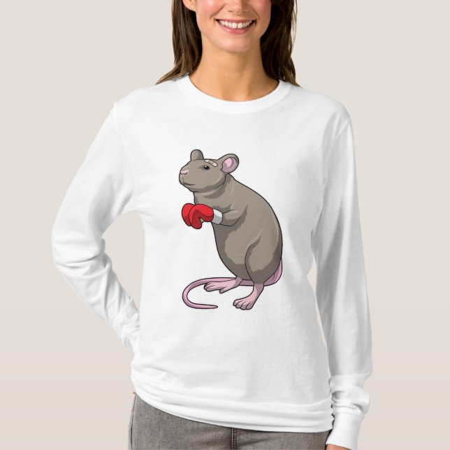 Mouse at Boxing with Boxing gloves T-Shirt (Front)