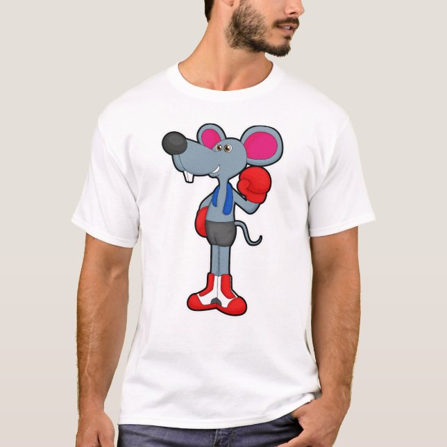Mouse at Boxing with Boxing gloves T-Shirt (Front)