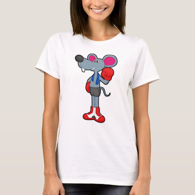 Mouse at Boxing with Boxing gloves T-Shirt (Front)