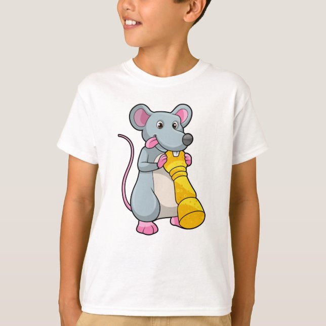 Mouse at Chess with Chess piece Pawn T-Shirt (Front)