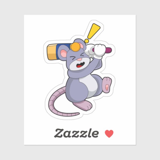 Mouse at Cricket with Cricket bat (Sheet)