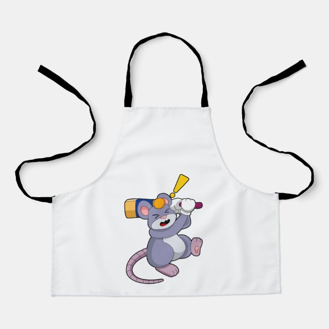 Mouse at Cricket with Cricket bat Apron (Front)