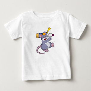 Mouse at Cricket with Cricket bat Baby T-Shirt