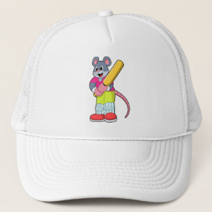 Mouse at Cricket with Cricket bat Trucker Hat