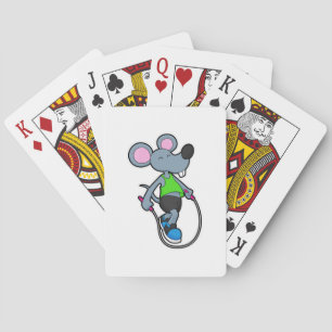 Mouse at Fitness with Rope Playing Cards