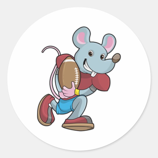 Mouse at Football with Equipment Classic Round Sticker (Front)