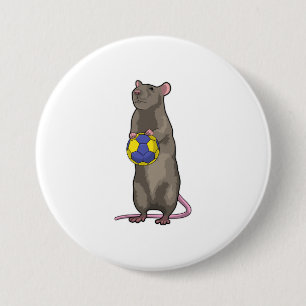 Mouse at Handball Sports 7.5 Cm Round Badge