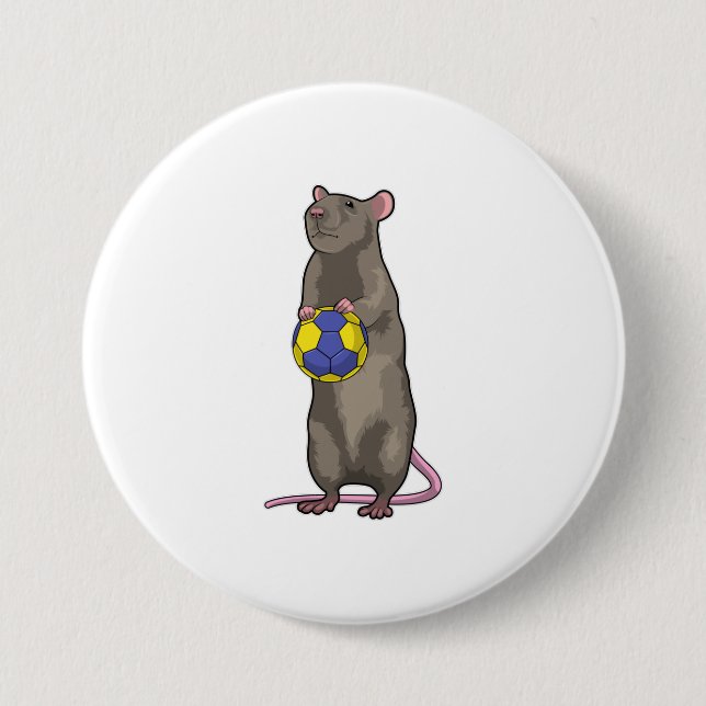 Mouse at Handball Sports 7.5 Cm Round Badge (Front)