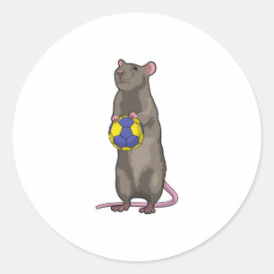 Mouse at Handball Sports Classic Round Sticker