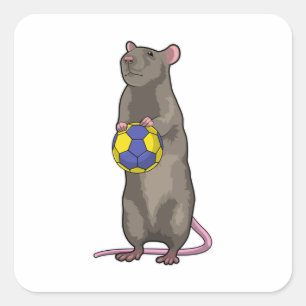 Mouse at Handball Sports Square Sticker
