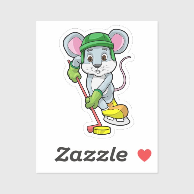 Mouse at Ice hockey with Hockey stick (Sheet)