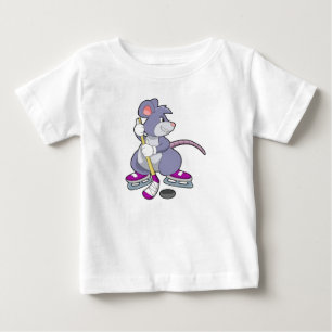 Mouse at Ice hockey with Ice hockey stick Baby T-Shirt