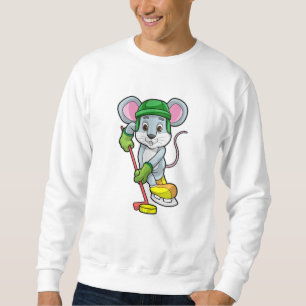 Mouse at Ice hockey with Ice hockey stick Sweatshirt