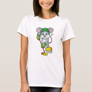 Mouse at Ice hockey with Ice hockey stick T-Shirt