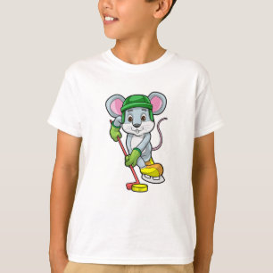 Mouse at Ice hockey with Ice hockey stick T-Shirt