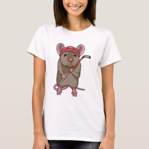 Mouse at Ice hockey with Ice hockey stick T-Shirt