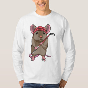 Mouse at Ice hockey with Ice hockey stick T-Shirt