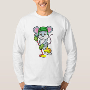 Mouse at Ice hockey with Ice hockey stick T-Shirt