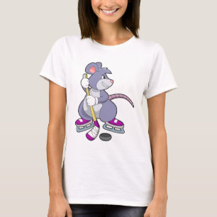 Mouse at Ice hockey with Ice hockey stick T-Shirt