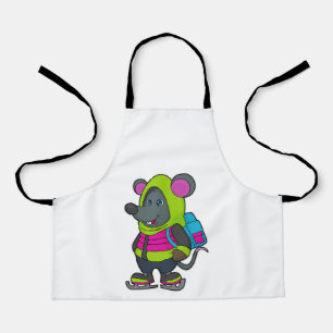 Mouse at Ice skating with Ice skates & Backpack.pn Apron