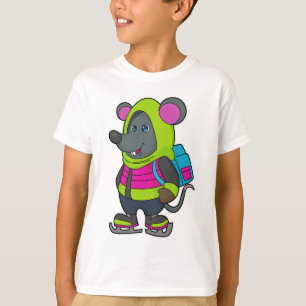 Mouse at Ice skating with Ice skates & Backpack.pn T-Shirt