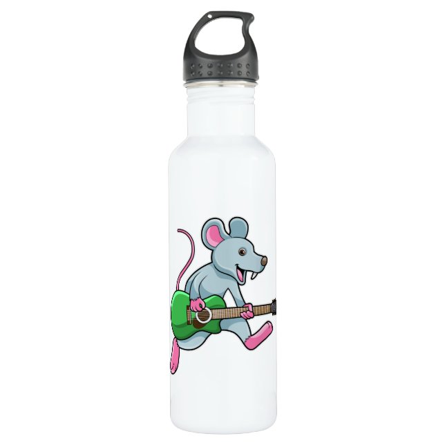 Mouse at Music with Guitar 710 Ml Water Bottle (Front)