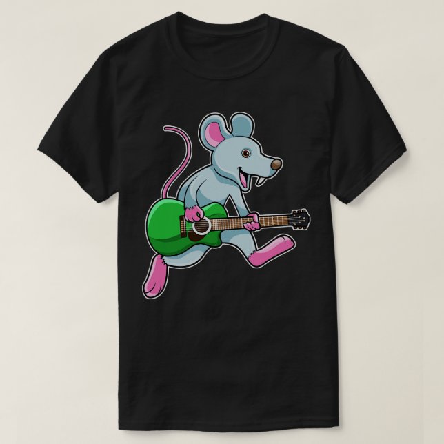 Mouse at Music with Guitar T-Shirt (Design Front)