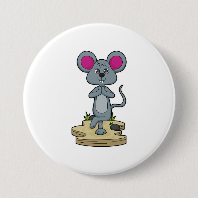 Mouse at Yoga Fitness 7.5 Cm Round Badge (Front)