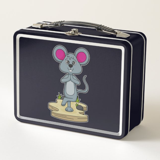Mouse at Yoga Fitness Metal Lunch Box (Front)