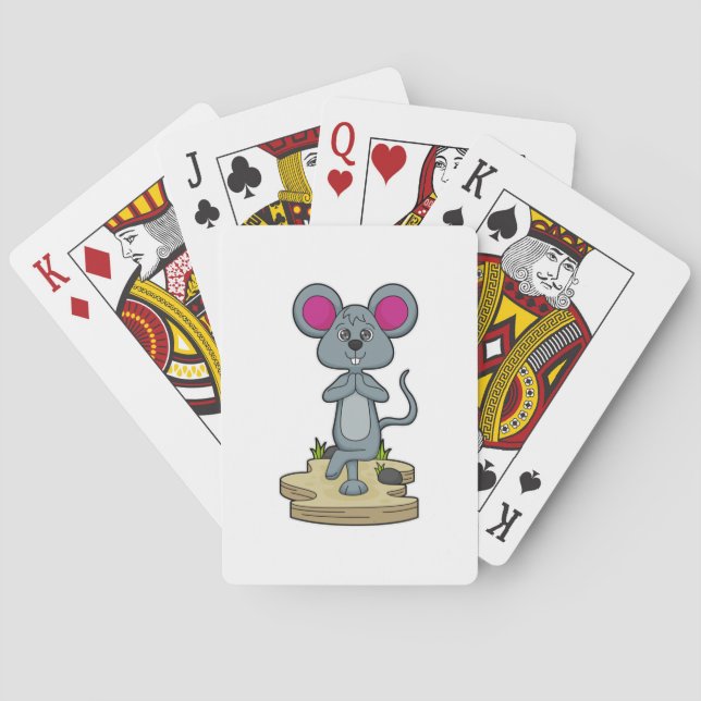 Mouse at Yoga Fitness Playing Cards (Back)