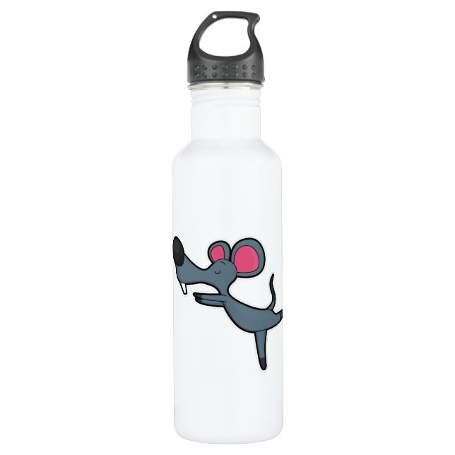 Mouse at Yoga Stretching exercise 710 Ml Water Bottle (Front)