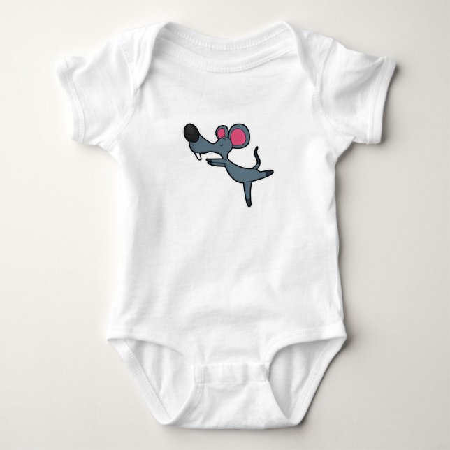 Mouse at Yoga Stretching exercise Baby Bodysuit (Front)