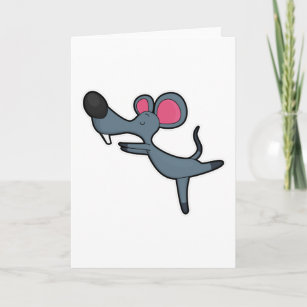 Mouse at Yoga Stretching exercise Card