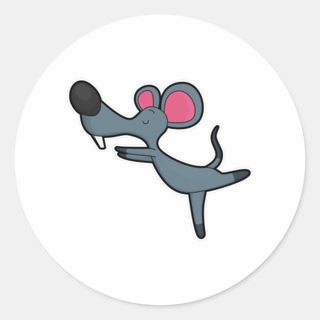 Mouse at Yoga Stretching exercise Classic Round Sticker (Front)