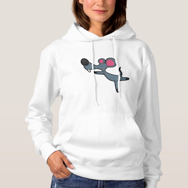 Mouse at Yoga Stretching exercise Hoodie (Front)