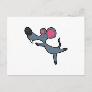 Mouse at Yoga Stretching exercise Postcard