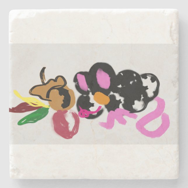 Mouse autumn fun  stone coaster (Front)