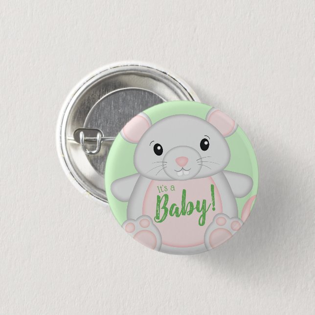 Mouse Baby Shower 3 Cm Round Badge (Front & Back)