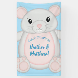 Mouse Baby Shower Blue Banner