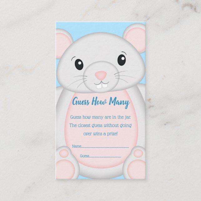 Mouse Baby Shower Blue Enclosure Card (Front)