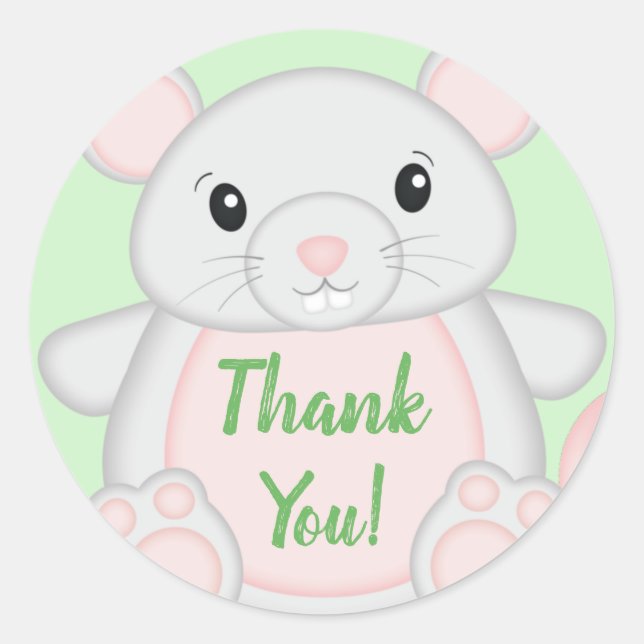 Mouse Baby Shower Classic Round Sticker (Front)