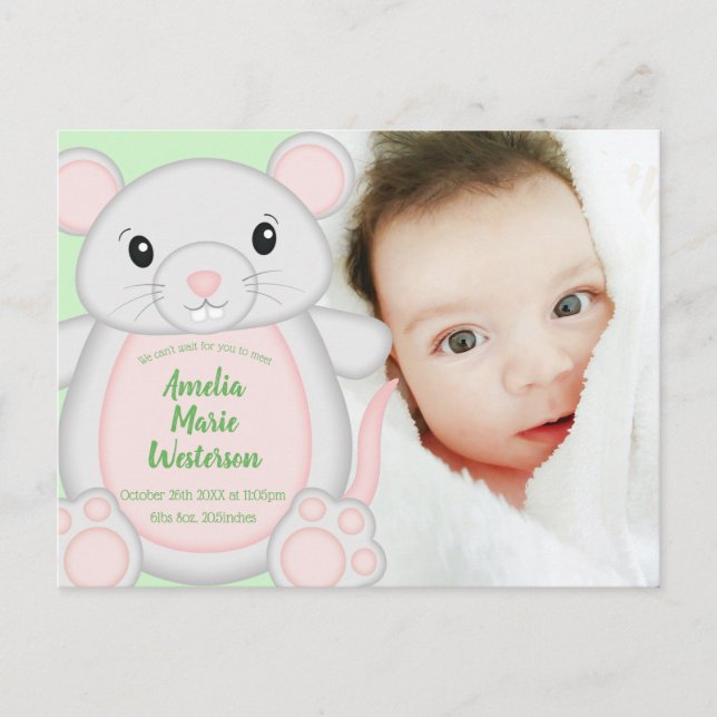 Mouse Baby Shower Postcard (Front)