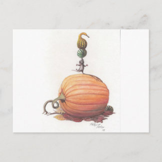 Mouse Balancing Pumpkins Postcard