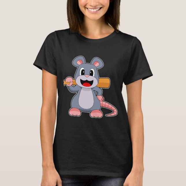 Mouse Baseball Baseball bat Sports T-Shirt (Front)